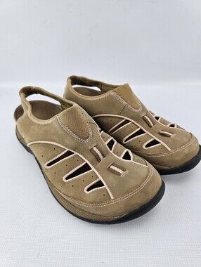 Clarks Springers Women's Slip-on Leather Sling-back Trainers Brown Pink Size 7